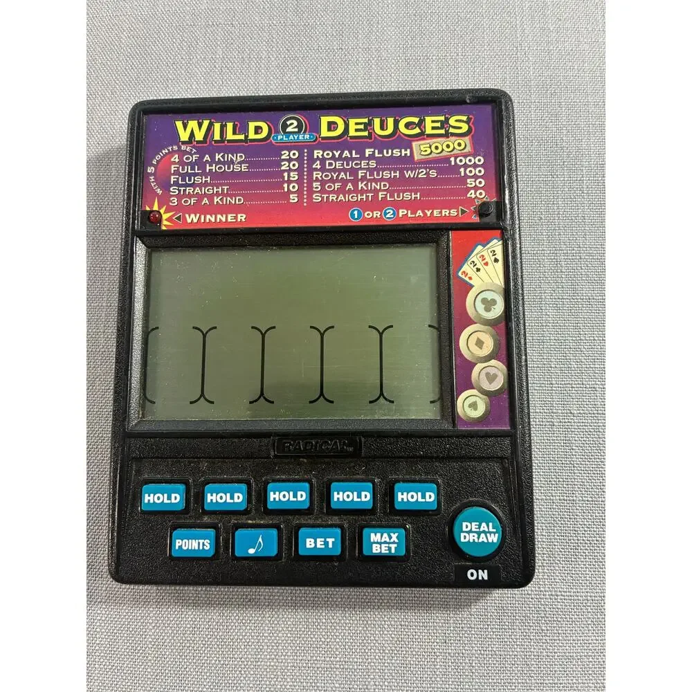 Radica Wild Deuces Handheld Electronic Poker Game Model 415 Tested Working